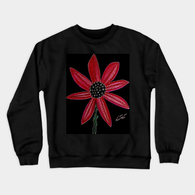 Red Flower by William Solis Crewneck Sweatshirt by Sarah Curtiss